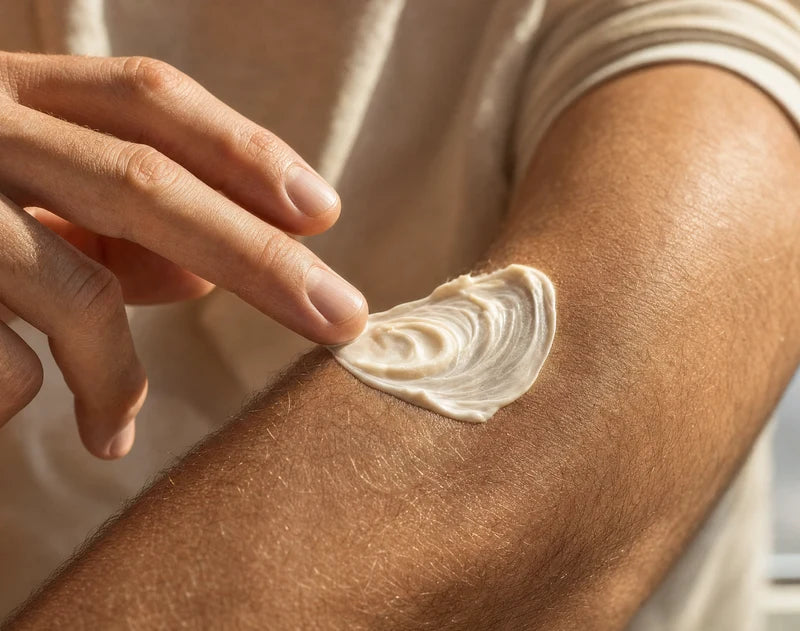 Cream spread on skin