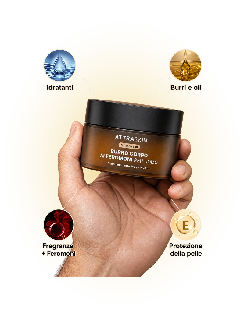 ATTRASKIN body butter jar and its ingredients