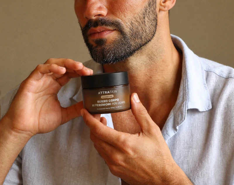 Man applying body butter